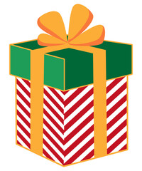 Festive Christmas Gift Box Vector – Holiday Present with Red Bow and Green Wrapping
