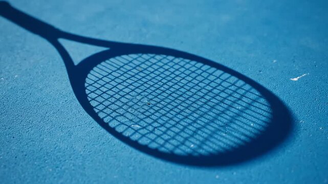 Tennis Sport Concept with Racket Shadow on Blue Surface.