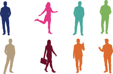 Colorful human silhouettes, diverse people poses, modern vector illustration