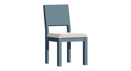 A side view of a simple, modern chair. It's blue with a cushioned seat and a rectangular back