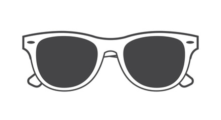 Fototapeta premium A symmetrical, stylized outline of sunglasses, featuring dark lenses and a classic rectangular frame.