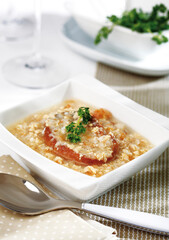 Fried Bread Soup with Cheese and Thyme