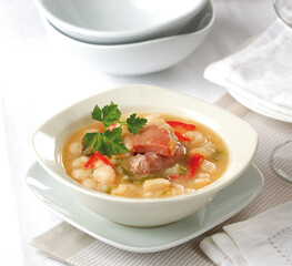 White Bean Stew with Pork and Sausage