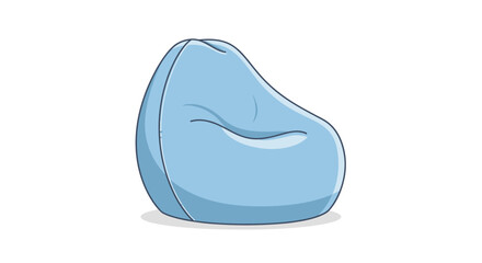A single, light-blue beanbag chair sits isolated on a white background, with simple line art