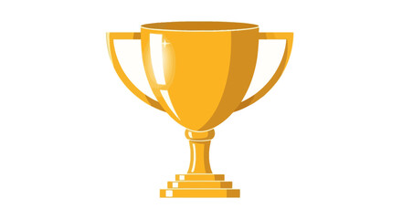 A shiny gold trophy, with two handles, a stem, and a base, set against a plain white background