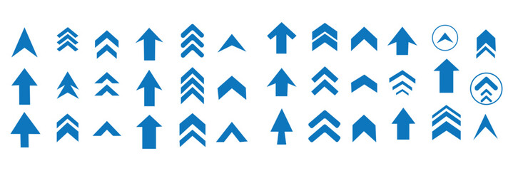 Set swipe up arrows icons. Different black arrows sign upwards. Scroll or swipe up. Graphic vector elements for web, applications, infographic, social media. Collection of swipe up icons arrows