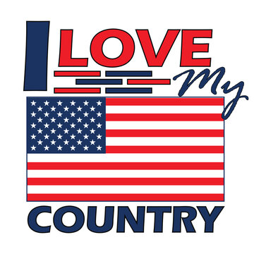 USA , I Love My Country Vector Design, T-shirt Print Design