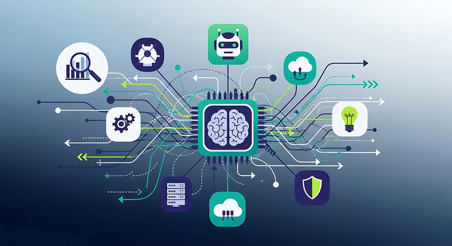 Artificial intelligence central processing unit with data streams and related symbols