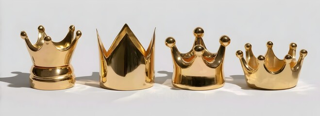 Golden metallic crowns art collection