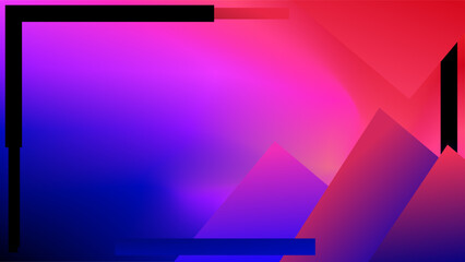 Red and blue sunset triangles black frame background