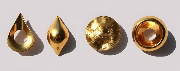 Golden teardrop and disc pendants modern design