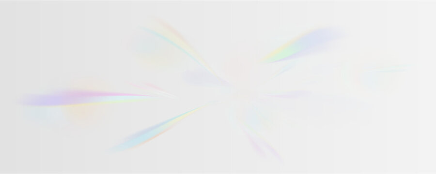 Set of rainbow light flares, reflection effect, falling confetti. Light rainbow lights with transparent effect, sparkling prism, stripe overlay, rainbow crystal, vector, png.