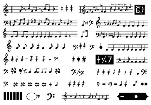 A comprehensive collection of various musical notation symbols.