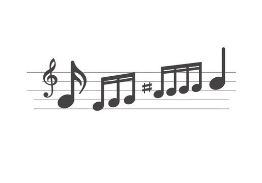 Musical notes on staff lines representing melody and harmony in music composition.
