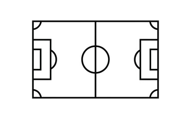Simple line drawing of a soccer football field layout