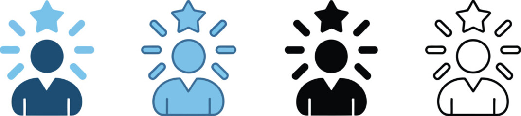 Icon representing a person with a star above their head, symbolizing achievement, recognition, or excellence