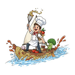 Adventurous Cartoon Chefs Embarking on Culinary Journeys