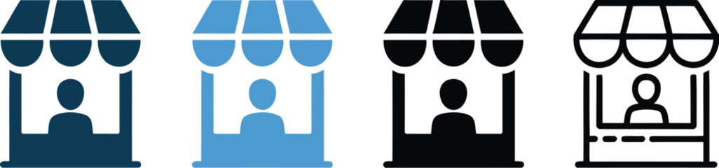 Storefront Icons A collection of market stall symbol designs, perfect for business concepts