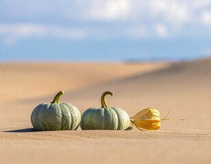 Pumpkins in the Desert - A Surreal Autumn Landscape.