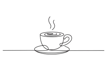 Coffee beverage Concept. Single line draw design. one line Icon drawing with white background