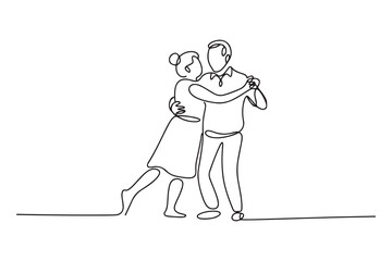 Continuous one-line drawing dance full of love grandparents. Grandparent day concept. one line Icon drawing with white background