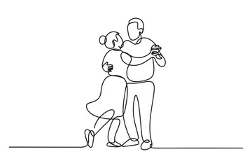 Continuous one-line drawing dance full of love grandparents. Grandparent day concept. one line Icon drawing with white background