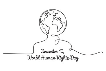 One continuous line drawing of December 10, World Human Rights Day concept. one line Icon drawing with white background