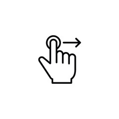 Hand icon showing swipe right gesture on a white background