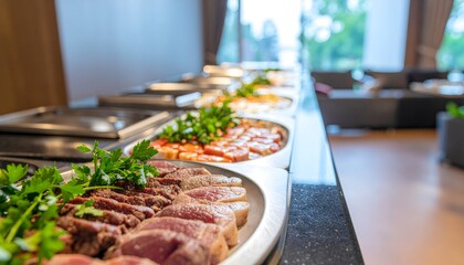 Restaurant Buffet Line with Delicious Dishes