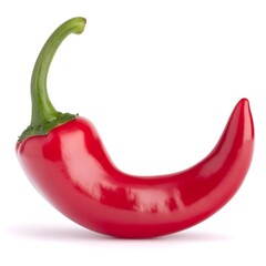 Single Red Chili Pepper on White Background