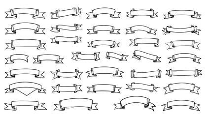 Collection of Hand Drawn Ribbons.