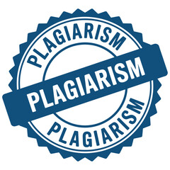 Circular stamp warning against plagiarism with bold text