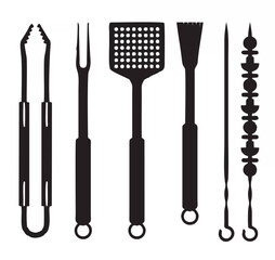 Fototapeta premium Barbecue Utensils Outline Ico...
