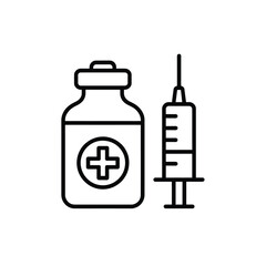 Medical vial and syringe icon for health and vaccination concepts