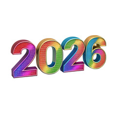 Celebrate 2026 with vibrant rainbow numbers, perfect for new year's greetings, event invitations, and festive designs with a touch of playful joy