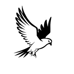 Obraz premium Falcon. Falcon simple black and white line art vector logo