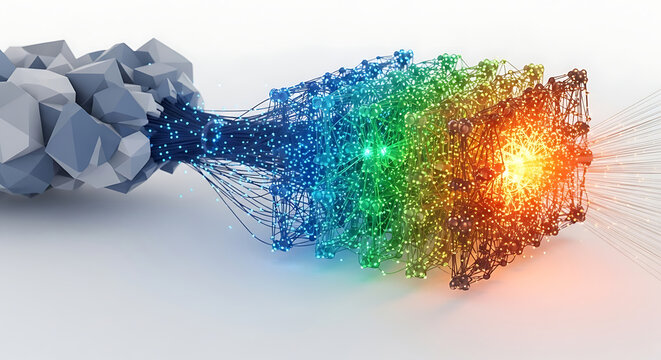 Vibrant Network Connection Illuminating Innovation and Connectivity on a White Background