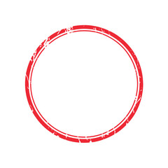 A simple red circle with a textured border on a white background