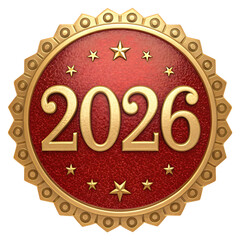 Celebrate the New Year 2026 with this golden, elegant emblem, perfect for event invitations, festive banners, or promotional designs with a touch of class