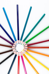 Colorful Pencil Ring: Radial Display Of Colored Pencils For Creative Art Projects