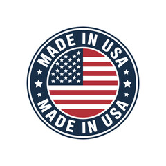 Circular emblem featuring the american flag and made in usa text
