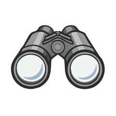 Silver binocular vector graphic with detailed lens design for outdoor exploration and adventure
