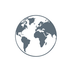 Stylized Globe Icon Showing Continents Europe Africa and Americas