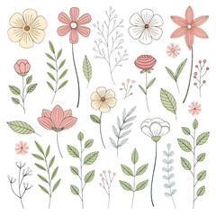 Elegant floral elements, perfect for wedding invitations, design projects, and adding a touch of nature's beauty to any creative endeavor