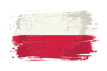 Distressed polish flag brush stroke illustration