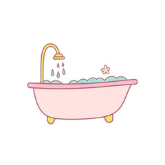 Bathtub illustration with soap bubbles