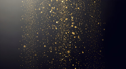 Golden Glitter Particles on Dark Background | Abstract Bokeh Sparkles for Luxury Designs and Festive Celebrations