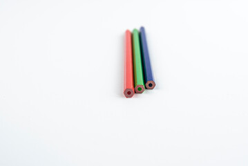 Colorful Set of Wooden Pencils in Red Green Blue for Drawing, Writing, and Creativity Projects