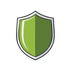 Green shield icon vector illustration. Symbol of security, protection, privacy, and safety.
