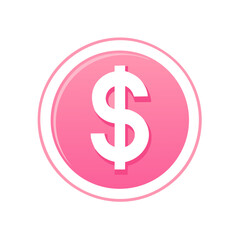 Obraz premium Glossy Pink Dollar Sign Icon Symbolizing Finance Wealth and Payment